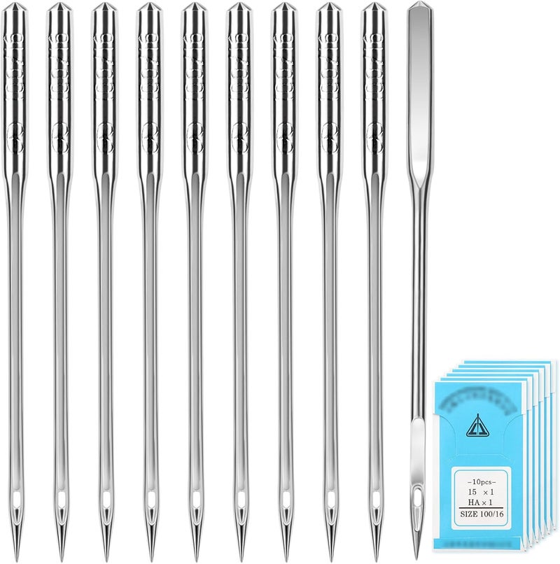 AUGHOA 60 PCS Universal Leather&Jeans Sewing Machine Needles, Size 100/16 Needles for Heavy Fabric, Suitable for Singer, Brother, Janome Home Sewing Machine - Image 1